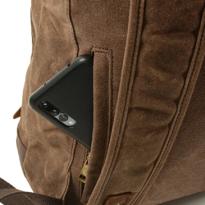 Oil Wax Canvas backpack Leather Travel Backpack Large Waterproof