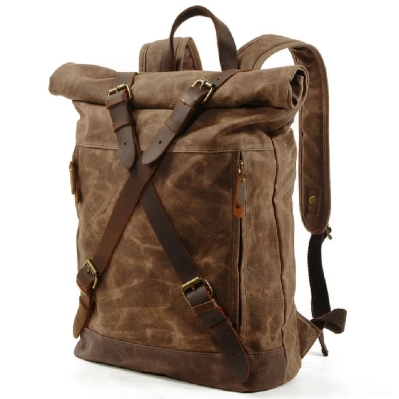 Oil Wax Canvas backpack Leather Travel Backpack Large Waterproof