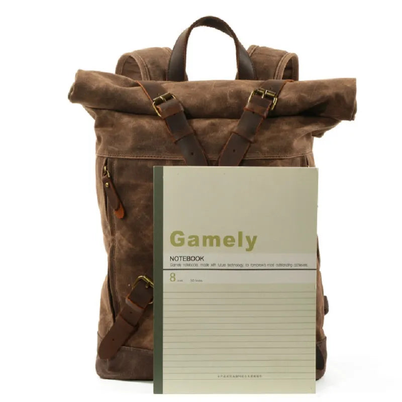 Oil Wax Canvas backpack Leather Travel Backpack Large Waterproof