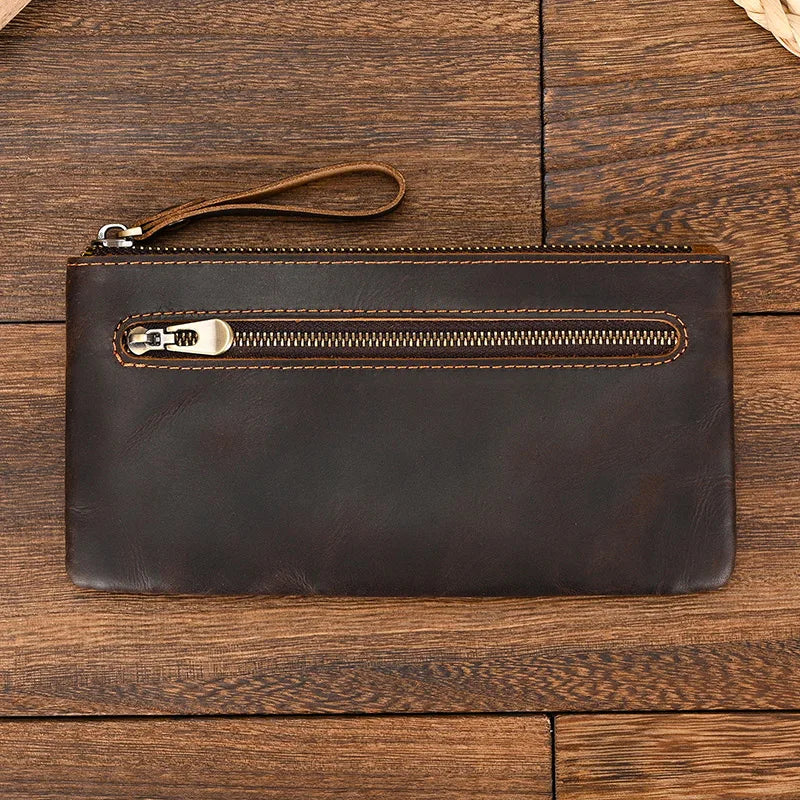 Leather purse with cellphone pouch