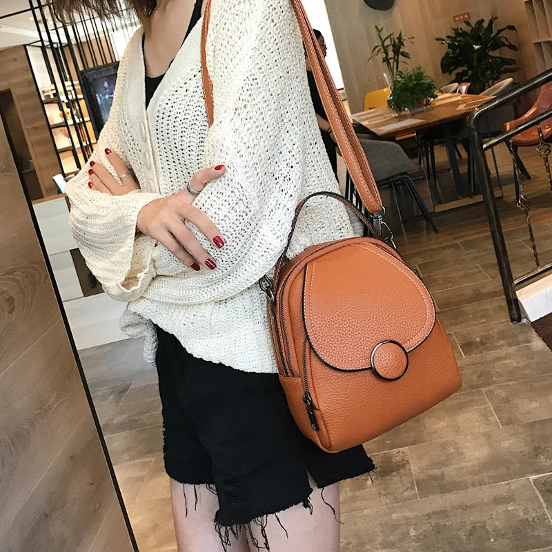 Leather Backpack Mini Soft Multi-Functional