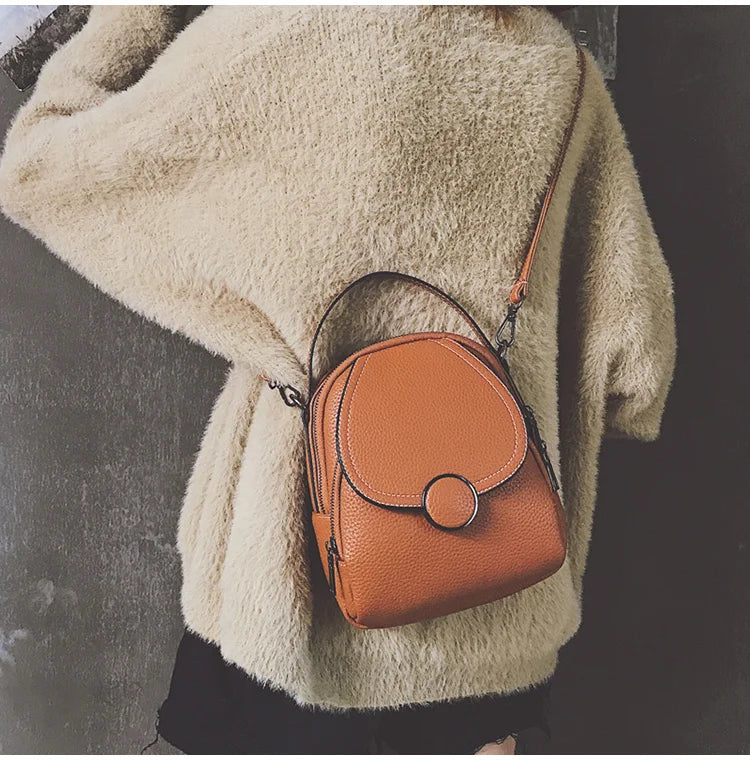 Leather Backpack Mini Soft Multi-Functional