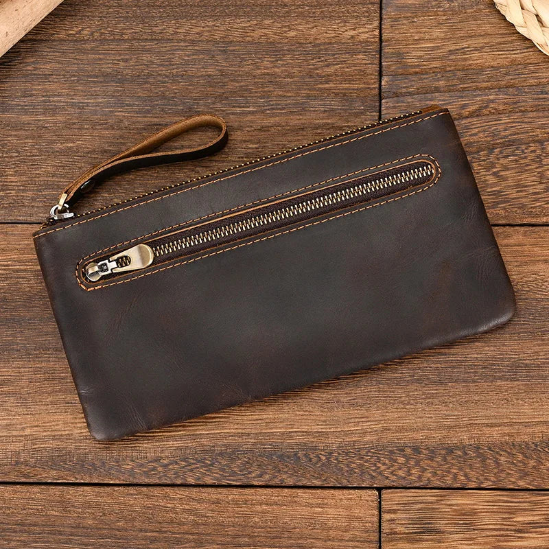 Leather purse with cellphone pouch