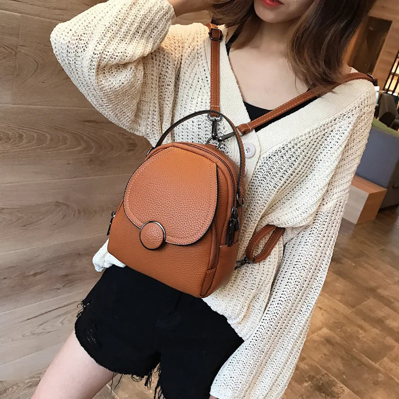Leather Backpack Mini Soft Multi-Functional