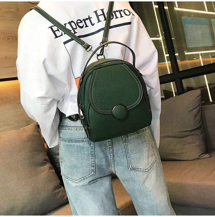Leather Backpack Mini Soft Multi-Functional
