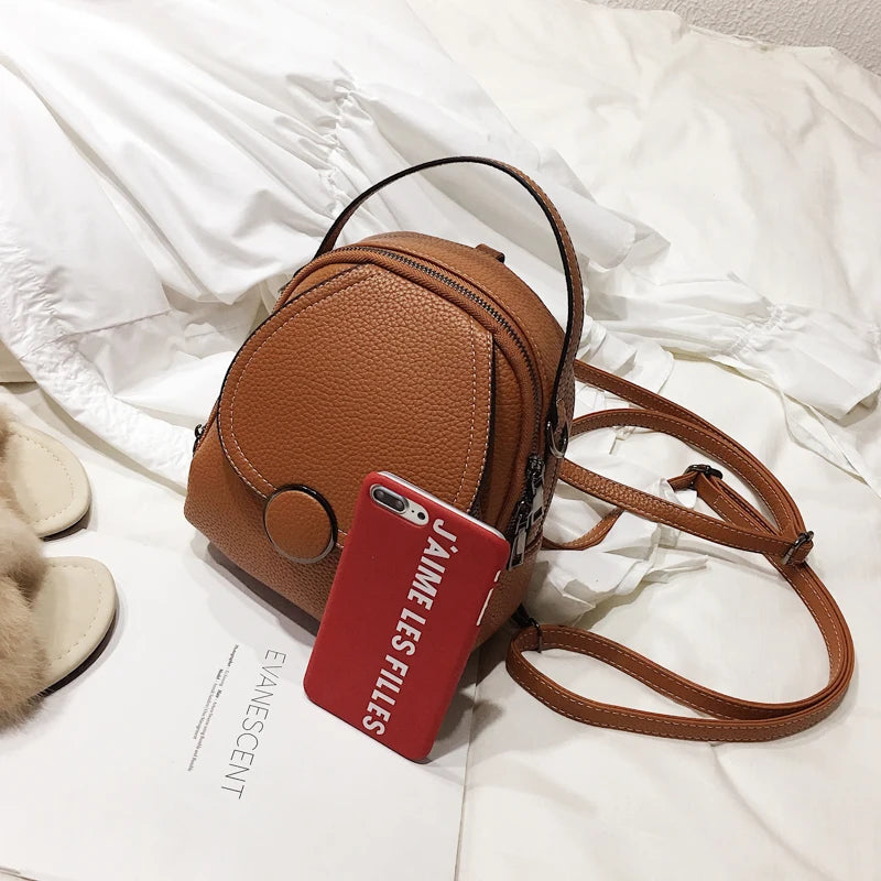 Leather Backpack Mini Soft Multi-Functional