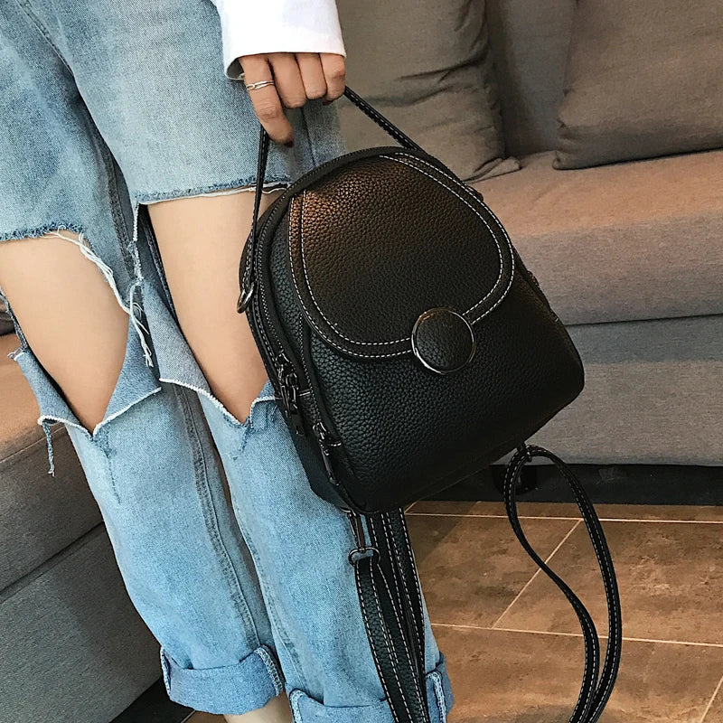 Leather Backpack Mini Soft Multi-Functional