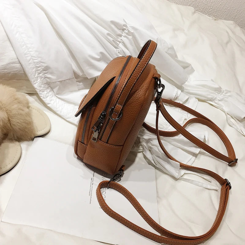 Leather Backpack Mini Soft Multi-Functional