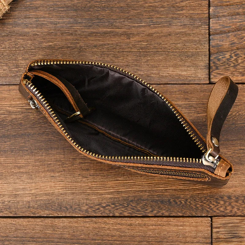 Leather purse with cellphone pouch