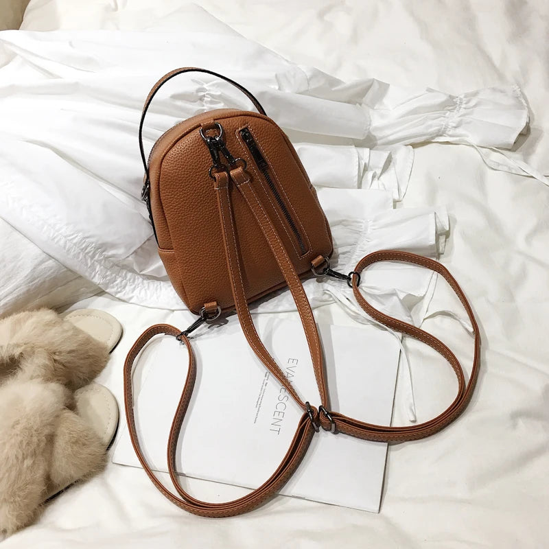 Leather Backpack Mini Soft Multi-Functional