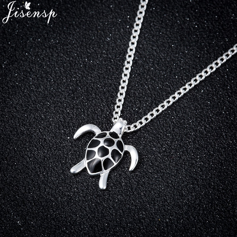 Jisensp Fashion Animal Turtle Necklace & Pendants Tortoise Multi Necklace Women New Sea Jewelry Anime collier Sweater Necklace