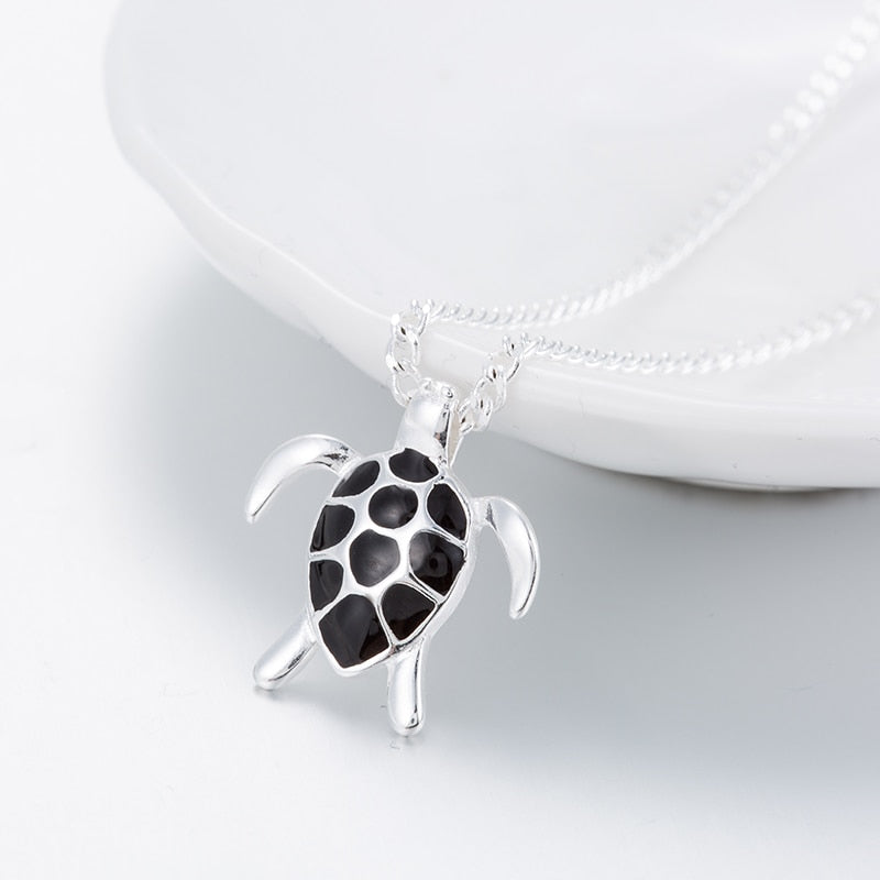 Jisensp Fashion Animal Turtle Necklace & Pendants Tortoise Multi Necklace Women New Sea Jewelry Anime collier Sweater Necklace
