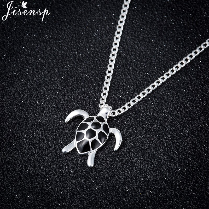 Jisensp Fashion Animal Turtle Necklace & Pendants Tortoise Multi Necklace Women New Sea Jewelry Anime collier Sweater Necklace