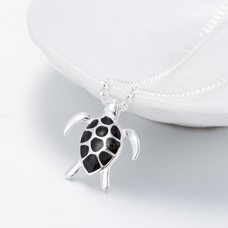 Jisensp Fashion Animal Turtle Necklace & Pendants Tortoise Multi Necklace Women New Sea Jewelry Anime collier Sweater Necklace