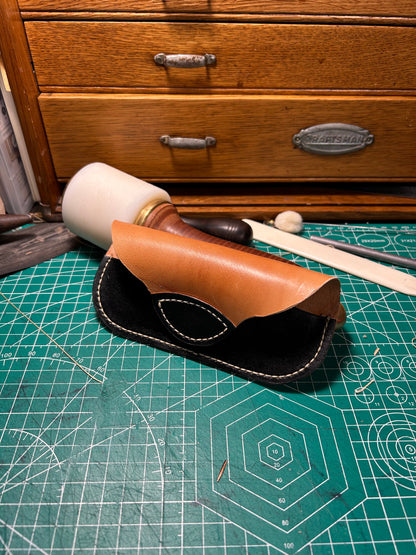 Leather sunglasses holder