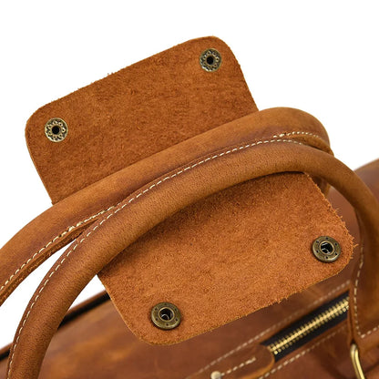 Vintage Travel Bag Crazy Horse Genuine Leather Big Travel Duffel With Shoe Pocket