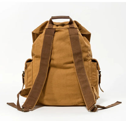 Vintage Leather Military Canvas travel Backpack