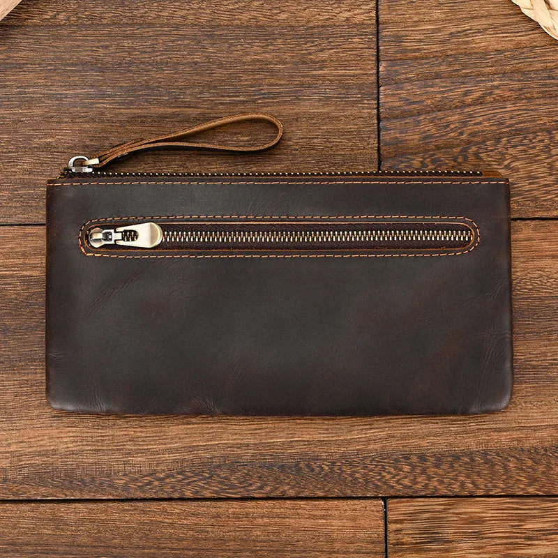Leather purse with cellphone pouch
