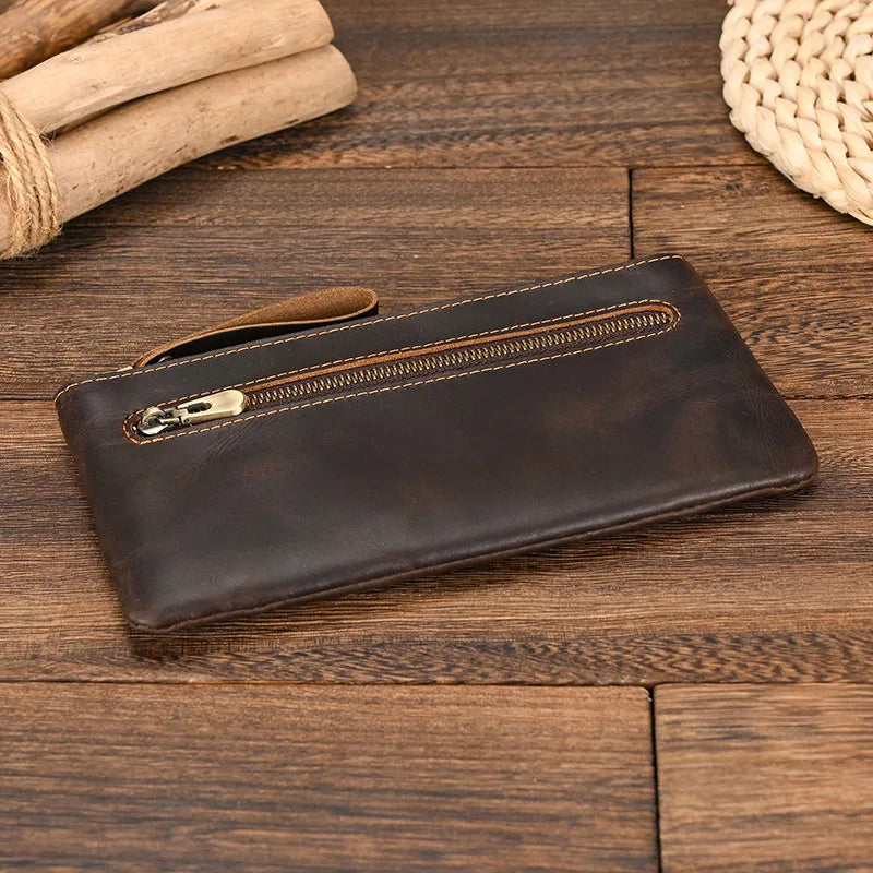 Leather purse with cellphone pouch