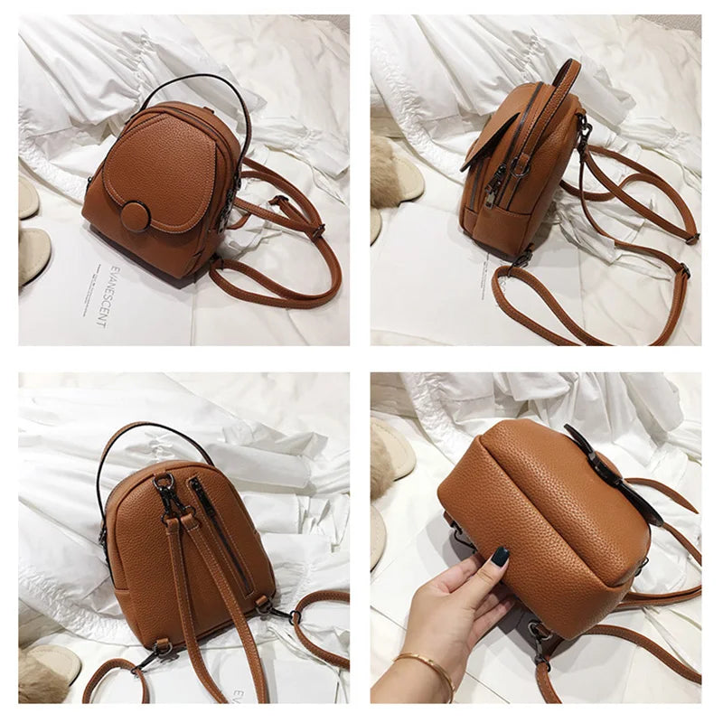 Leather Backpack Mini Soft Multi-Functional