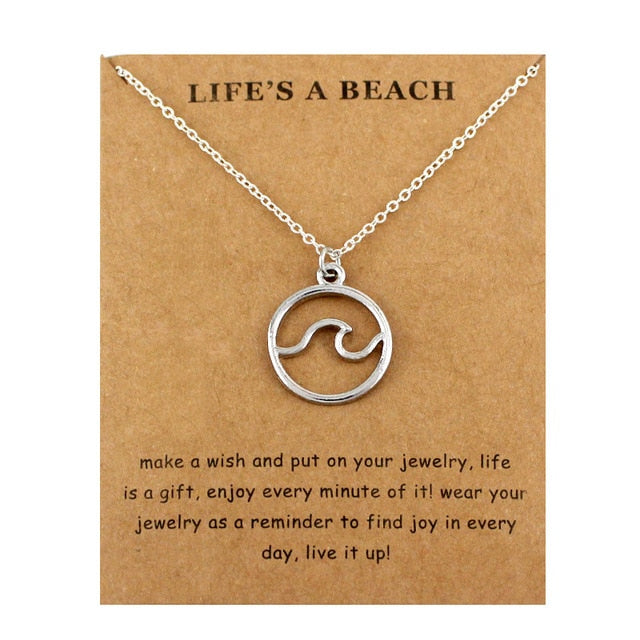 Life is a Beach Jewelry Seahorse Sand Dollar Octopus Starfish Seashells Whale Wave Mermaids Sea Turtles Necklaces for Women