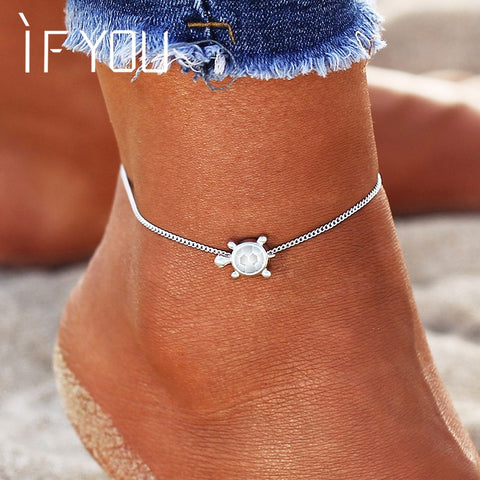 IF YOU Bohimia Sea Turtles Anklet Vintage For Women Summer Beach BOHO Bracelet on Leg Chain Foot Anklets Jewelry Drop shipping